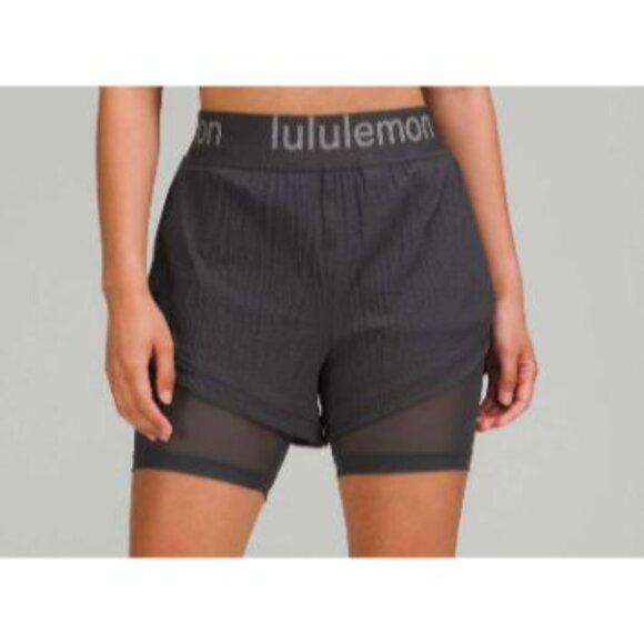 Lululemon Pants - Lululemon High-Rise Training Shorts Logo Waistband Graphite Gray Womens 12 Gym